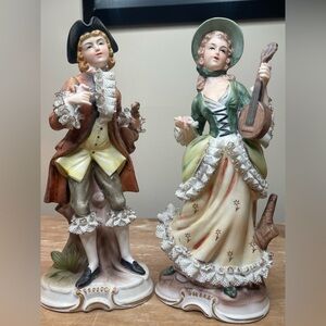 Pair of Vintage Hand Painted Porcelain Figurines